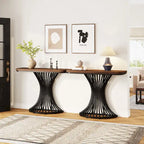 Table console industrielle de 39 pouces, petite table d'appoint de canapé avec base métallique géométrique - 39,37 (L) x 11,8 (P)
