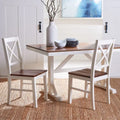 Chaise de salle à manger à dossier carré blanc/naturel (lot de 2)