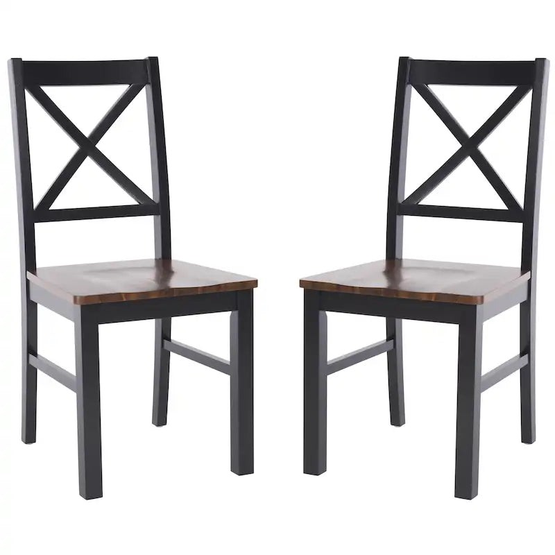 Chaise de salle à manger à dossier carré blanc/naturel (lot de 2)