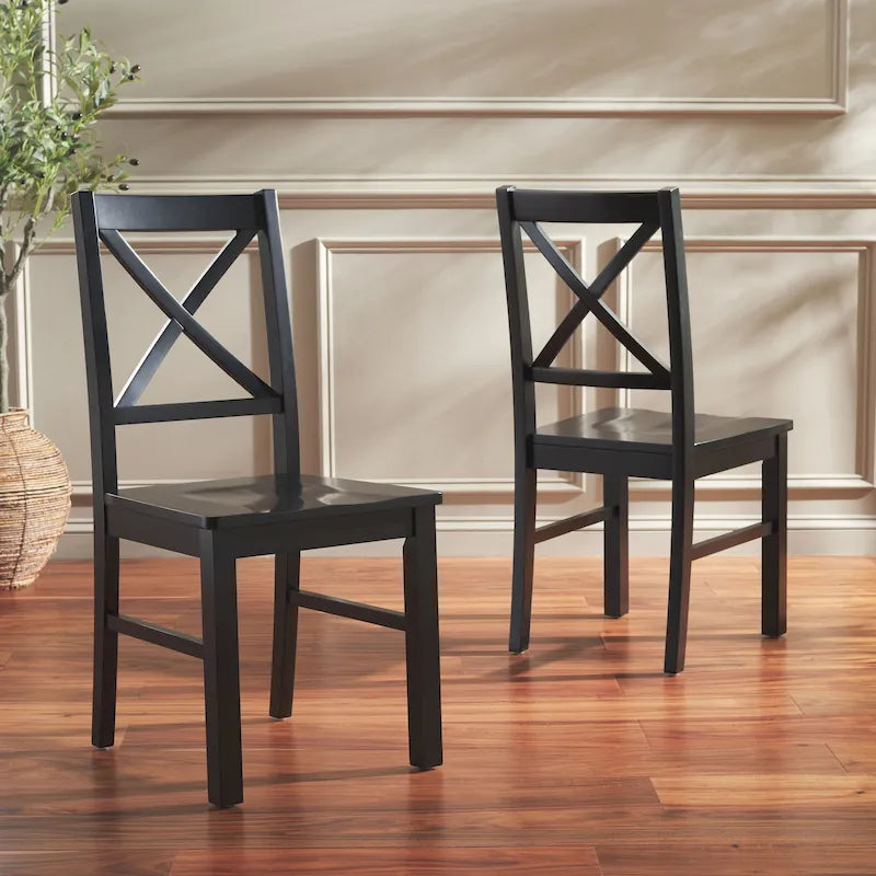 Chaise de salle à manger à dossier carré blanc/naturel (lot de 2)