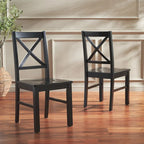 Chaise de salle à manger à dossier carré blanc/naturel (lot de 2)