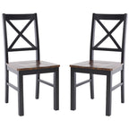 Chaise de salle à manger à dossier carré blanc/naturel (lot de 2)