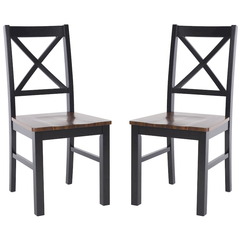 Chaise de salle à manger à dossier carré blanc/naturel (lot de 2)