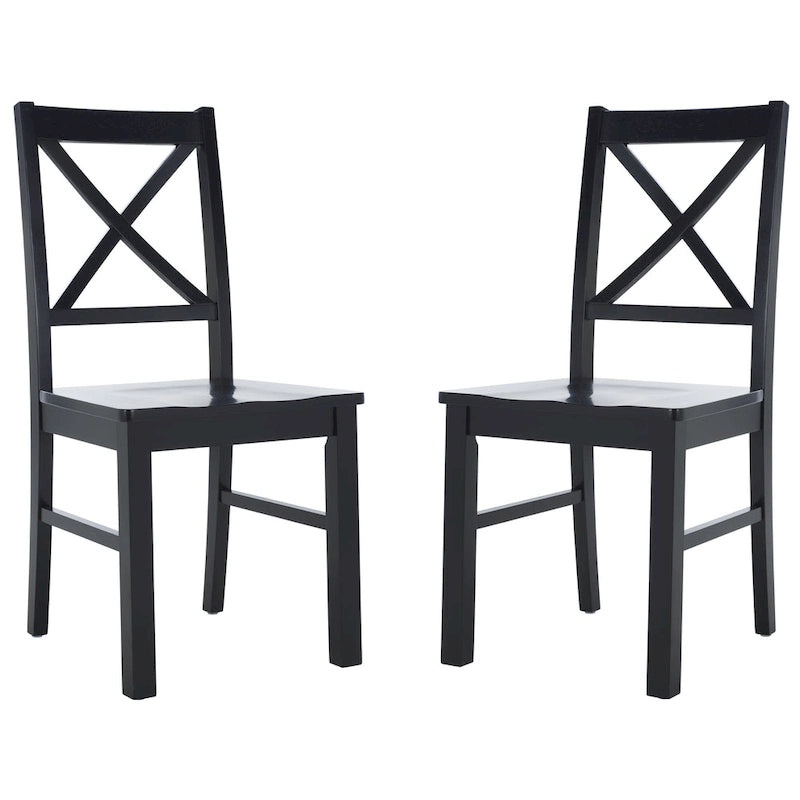 Chaise de salle à manger à dossier carré blanc/naturel (lot de 2)