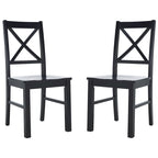 Chaise de salle à manger à dossier carré blanc/naturel (lot de 2)