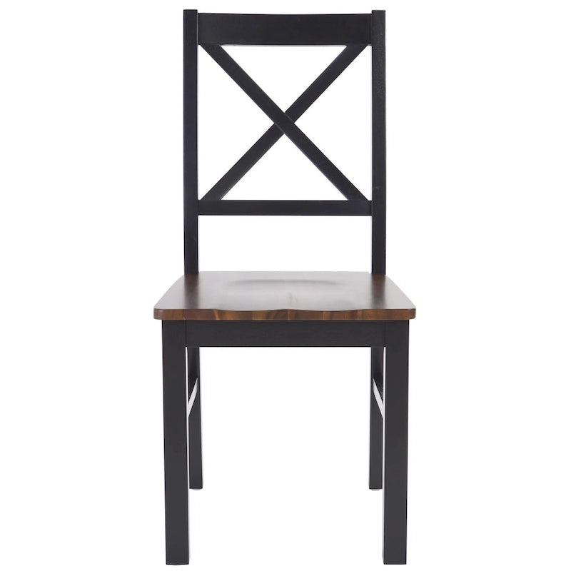 Chaise de salle à manger à dossier carré blanc/naturel (lot de 2)