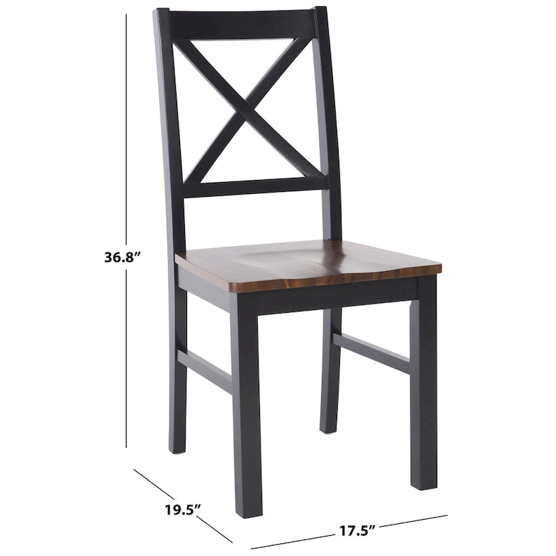 Chaise de salle à manger à dossier carré blanc/naturel (lot de 2)