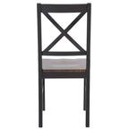 Chaise de salle à manger à dossier carré blanc/naturel (lot de 2)