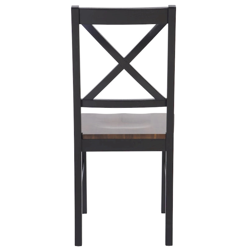 Chaise de salle à manger à dossier carré blanc/naturel (lot de 2)