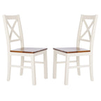 Chaise de salle à manger à dossier carré blanc/naturel (lot de 2)