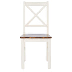 Chaise de salle à manger à dossier carré blanc/naturel (lot de 2)