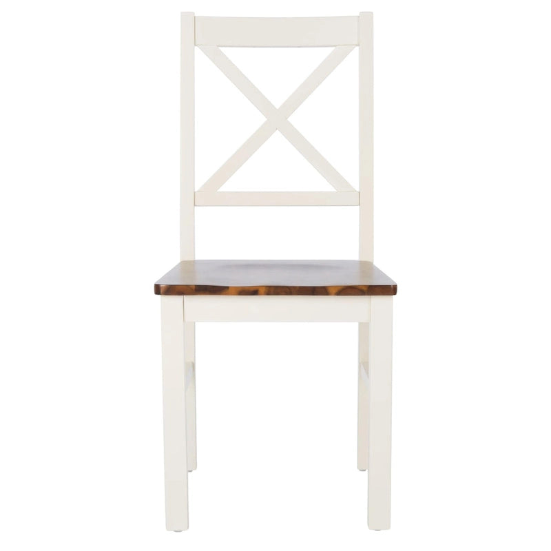 Chaise de salle à manger à dossier carré blanc/naturel (lot de 2)