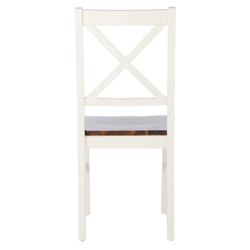 Chaise de salle à manger à dossier carré blanc/naturel (lot de 2)