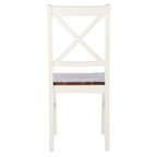 Chaise de salle à manger à dossier carré blanc/naturel (lot de 2)