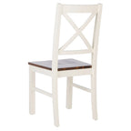 Chaise de salle à manger à dossier carré blanc/naturel (lot de 2)