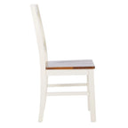 Chaise de salle à manger à dossier carré blanc/naturel (lot de 2)