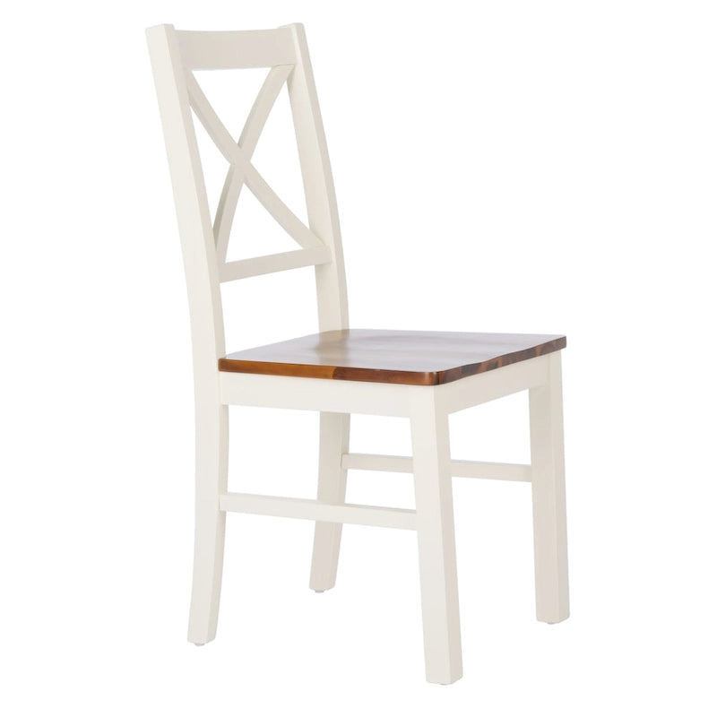 Chaise de salle à manger à dossier carré blanc/naturel (lot de 2)