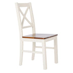 Chaise de salle à manger à dossier carré blanc/naturel (lot de 2)