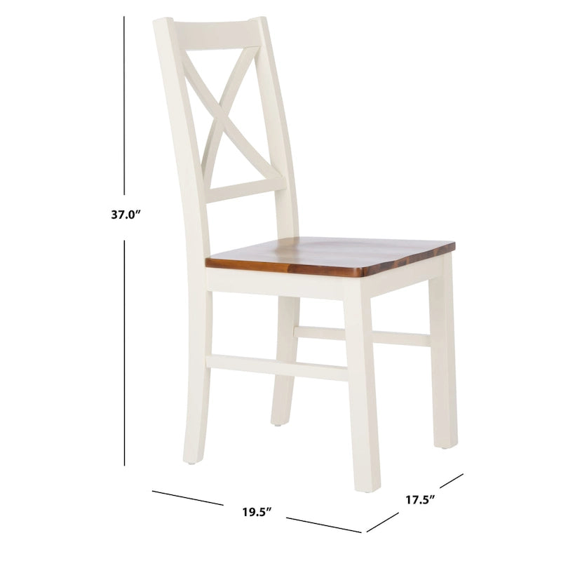 Chaise de salle à manger à dossier carré blanc/naturel (lot de 2)