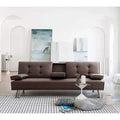 Furniwell Futon moderne en similicuir avec porte-gobelets et oreillers, 65