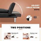Furniwell Futon moderne en similicuir avec porte-gobelets et oreillers, 65
