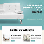 Furniwell Futon moderne en similicuir avec porte-gobelets et oreillers, 65
