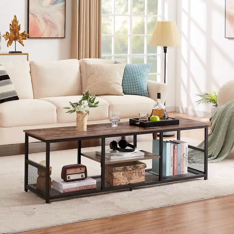 Taomika Tables de chevet modernes, Table basse, Ensembles de tables basses, 5 options, Marron