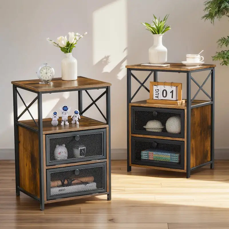 Taomika Tables de chevet modernes, Table basse, Ensembles de tables basses, 5 options, Marron