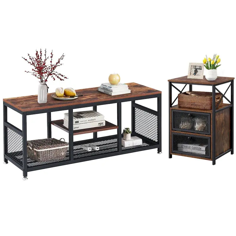 Taomika Tables de chevet modernes, Table basse, Ensembles de tables basses, 5 options, Marron