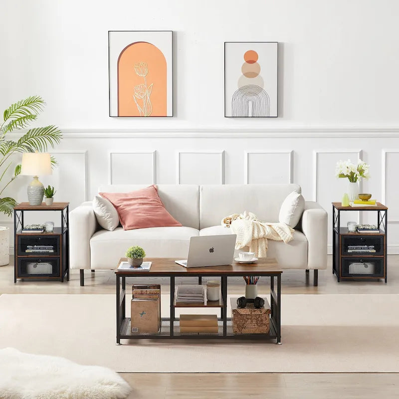 Taomika Tables de chevet modernes, Table basse, Ensembles de tables basses, 5 options, Marron