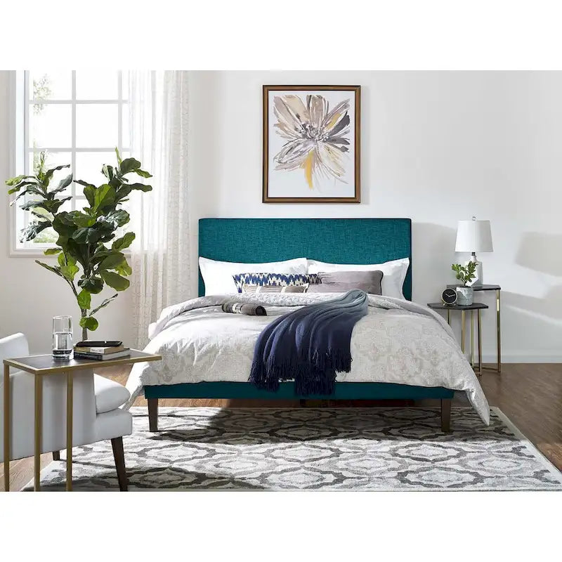Tête de lit en lin rembourrée – Bleu sarcelle/Gris/Blanc/Beige/Azure | Grand Lit et Très Grand Lit