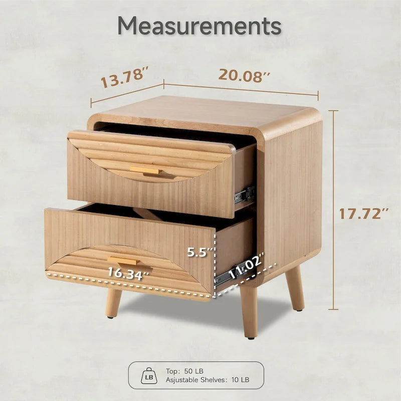 Table de chevet COZAYH de style campagnard, table de chevet du milieu du siècle, faite à la main, style bohème, rustique, bois naturel