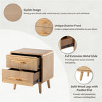 Table de chevet COZAYH de style campagnard, table de chevet du milieu du siècle, faite à la main, style bohème, rustique, bois naturel
