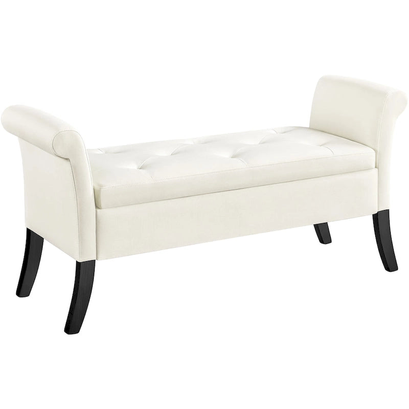 Banc de rangement capitonné Yaheetech en tissu moderne avec pouf rembourré