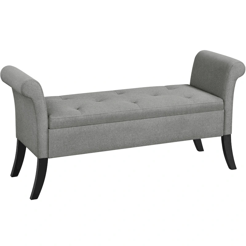 Banc de rangement capitonné Yaheetech en tissu moderne avec pouf rembourré