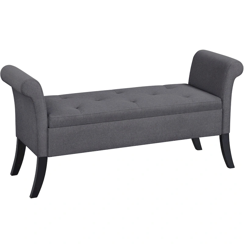 Banc de rangement capitonné Yaheetech en tissu moderne avec pouf rembourré