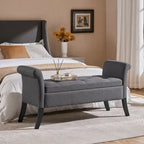 Banc de rangement capitonné Yaheetech en tissu moderne avec pouf rembourré