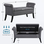Banc de rangement capitonné Yaheetech en tissu moderne avec pouf rembourré
