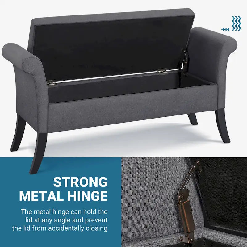Banc de rangement capitonné Yaheetech en tissu moderne avec pouf rembourré
