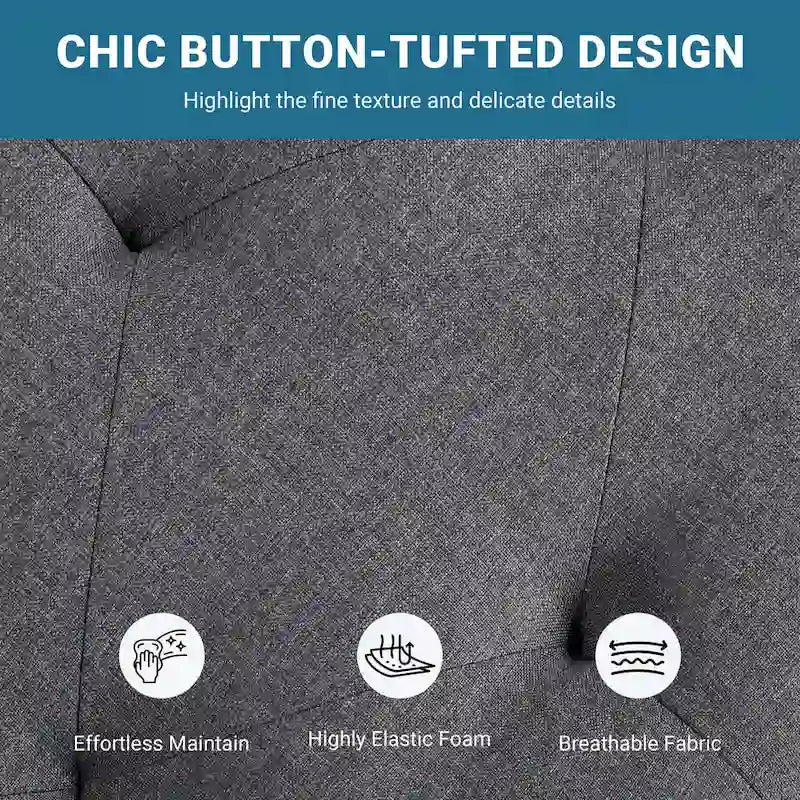 Banc de rangement capitonné Yaheetech en tissu moderne avec pouf rembourré