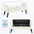 Banc de rangement capitonné Yaheetech en tissu moderne avec pouf rembourré