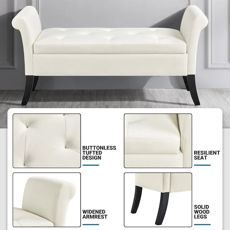 Banc de rangement capitonné Yaheetech en tissu moderne avec pouf rembourré
