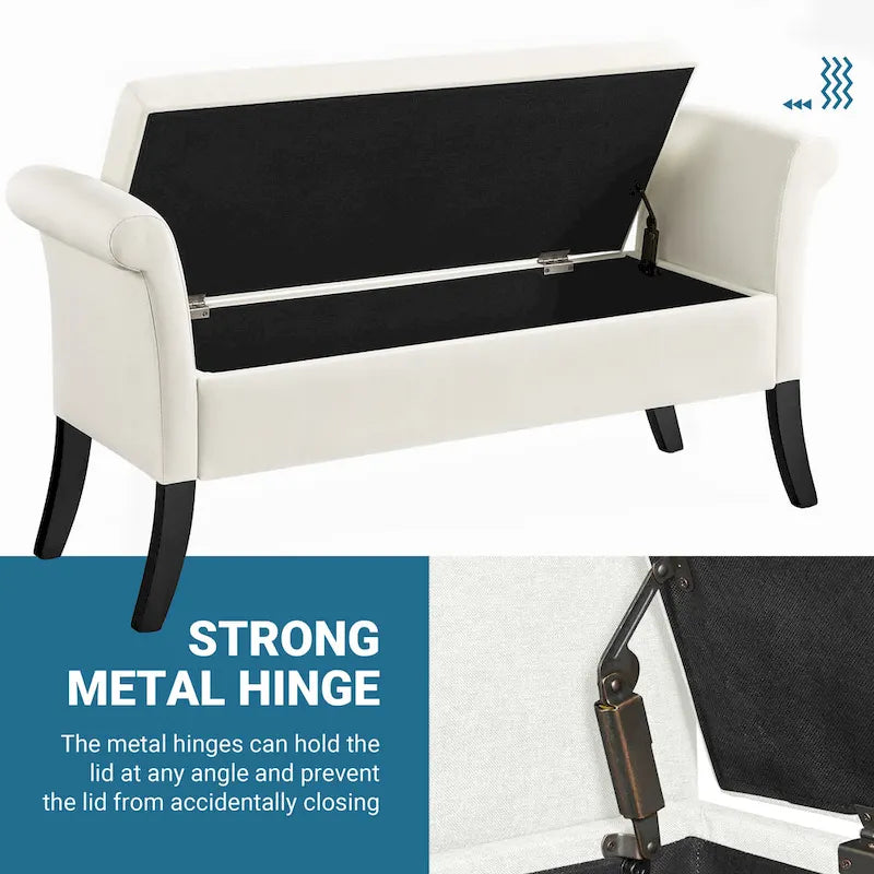 Banc de rangement capitonné Yaheetech en tissu moderne avec pouf rembourré