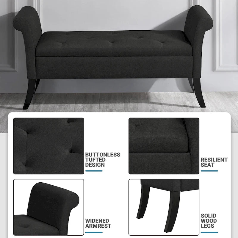 Banc de rangement capitonné Yaheetech en tissu moderne avec pouf rembourré