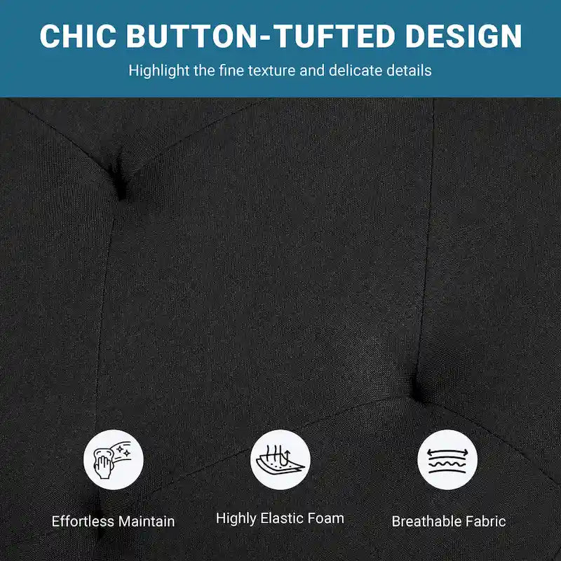 Banc de rangement capitonné Yaheetech en tissu moderne avec pouf rembourré