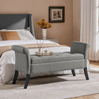 Banc de rangement capitonné Yaheetech en tissu moderne avec pouf rembourré