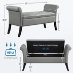 Banc de rangement capitonné Yaheetech en tissu moderne avec pouf rembourré
