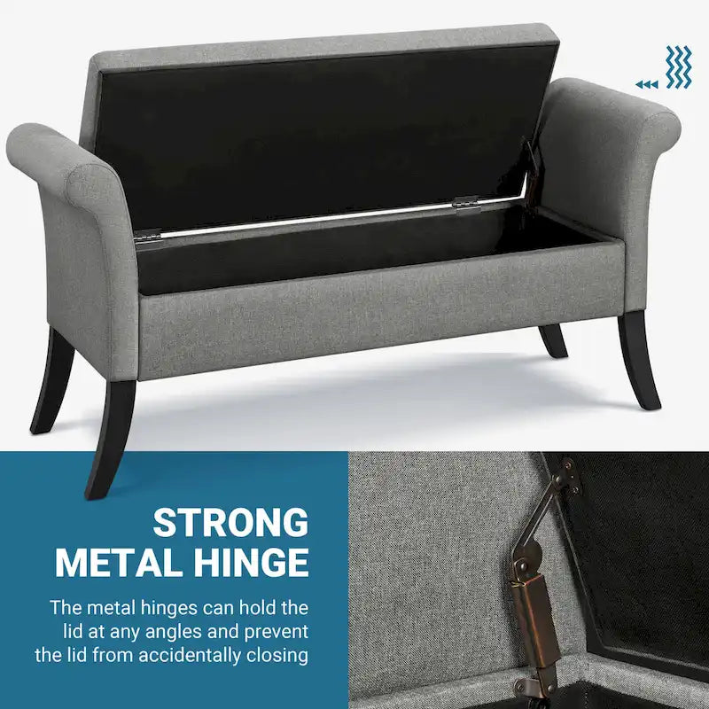 Banc de rangement capitonné Yaheetech en tissu moderne avec pouf rembourré