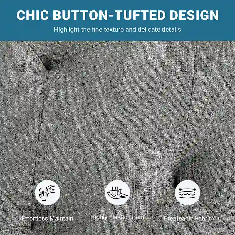 Banc de rangement capitonné Yaheetech en tissu moderne avec pouf rembourré