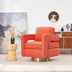 Fauteuil pivotant moderne Ouyessir avec dossier ajouré et base dorée